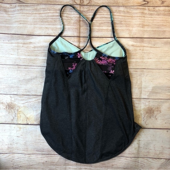 Lululemon Roll Out Tank - Heathered Black / Petal Pop Multi / Black - Picture 3 of 6